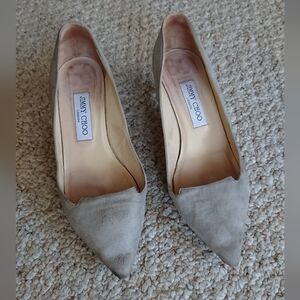 Jimmy Choo suede light gray low heel pumps size 8